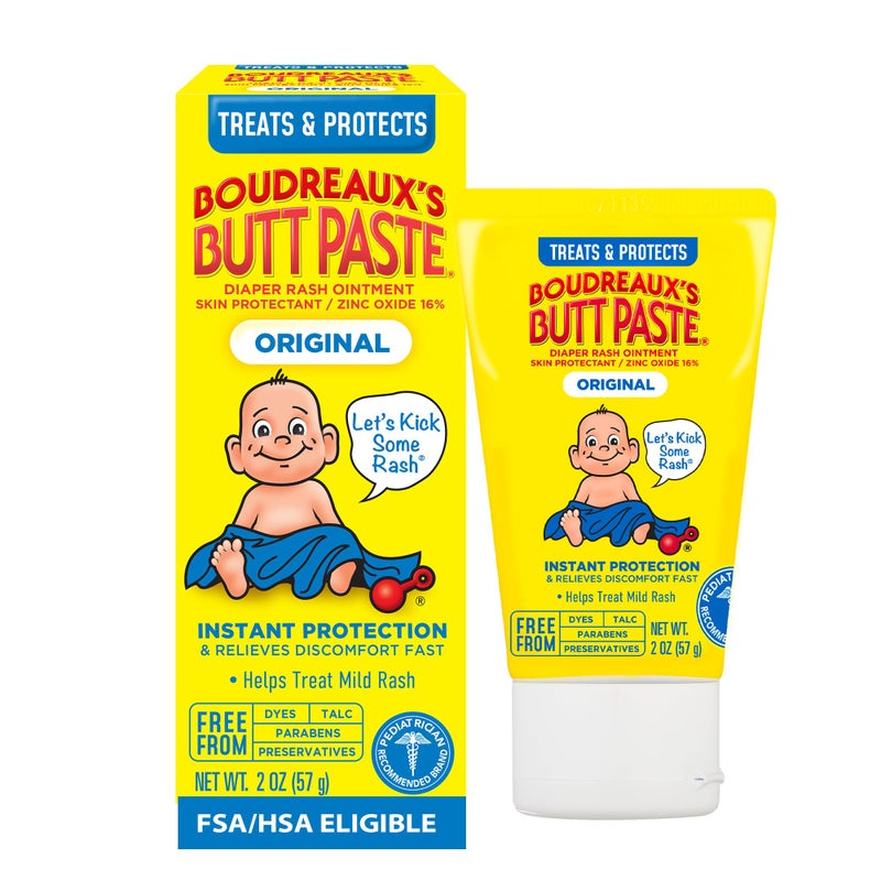 Boudreaux's Butt Paste Original Diaper Rash Cream, Ointment for Baby, 2 oz Tube - Image 1